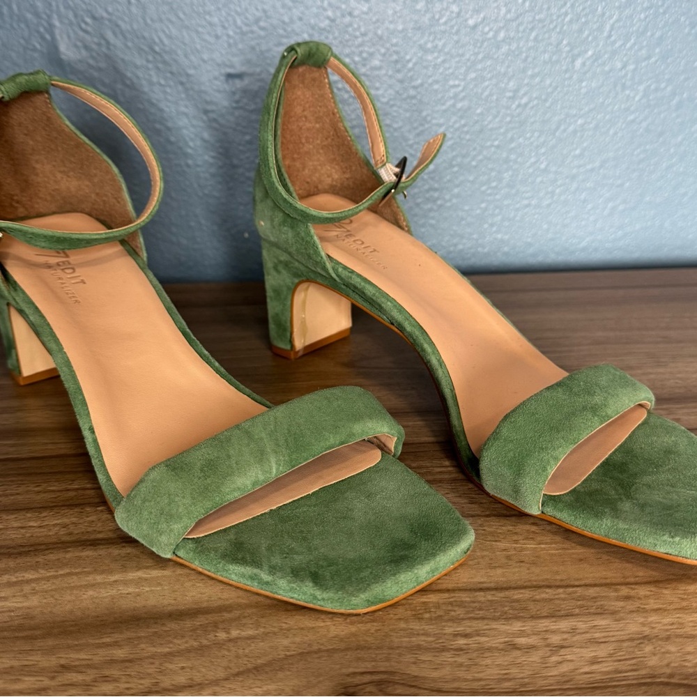 Green Suede Women's Heels